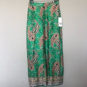 NWT Zara Paisley Wide Leg Pants